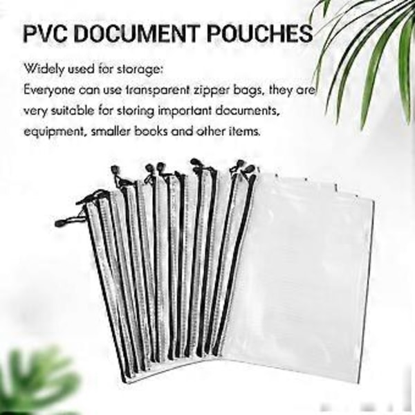 12 st Dragkedja Filpåse A4 Dragkedja Mesh Väska Brädspel Förvaringsväska PVC Filpåse Kontorsmaterial Förvaringsväska (34CMx24CM)