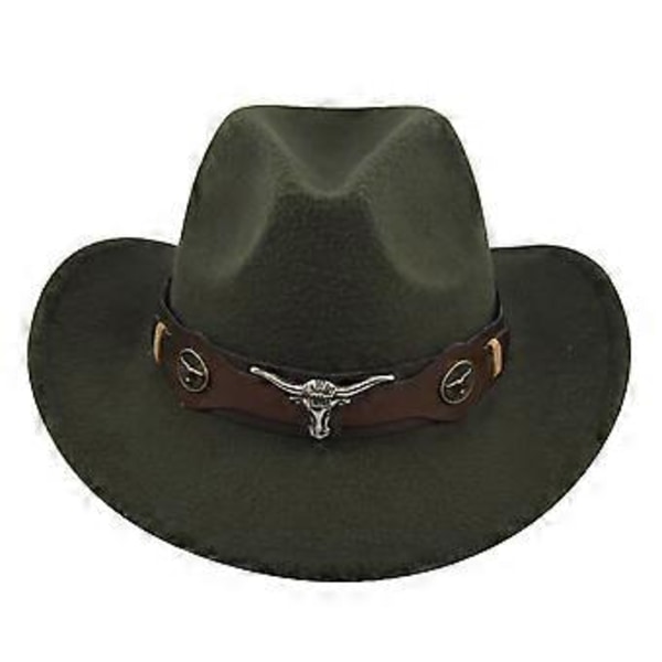 Cowboyhatt Retro Jazzhatt Silverkedja Ulltopp Hatt Filt Hatt Retro Faux Får Hatt Cowboyhatt