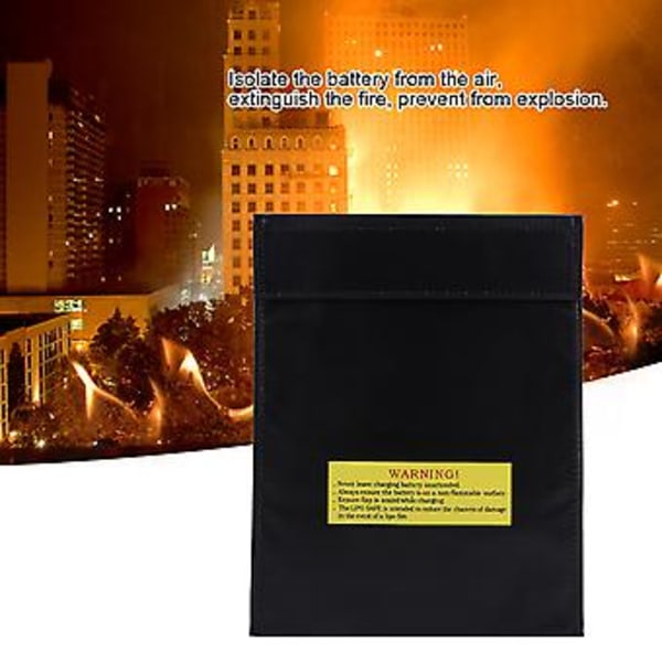 Brandsäker Väska Li po Batterisäkerhet Portabel Två Storlekar Påse Laddningssäck (Svart L)