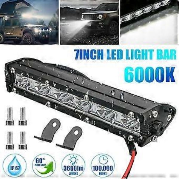 7 Tommer 1800LM 18W Vandtæt Spot Flood Combo Lys Ultra-Slank Enkelt Række Off Road LED Lysbjælke til Lastbiler ATV Både Biler