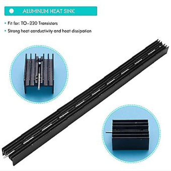 10 kpl 21x15x11mm Musta Alumiininen Jäähdytyslevy TO-220 Mosfet Transistoreille