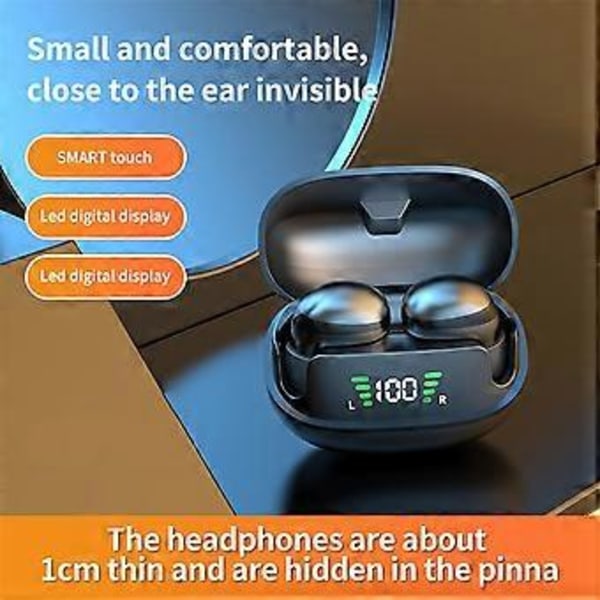 Mini Usynlige Søvnørepropper Bluetooth 5.3 HiFi Stereo Øretelefoner Lav Latens Trådløse Ørepropper med Mikrofon for Arbeid, Musikk C