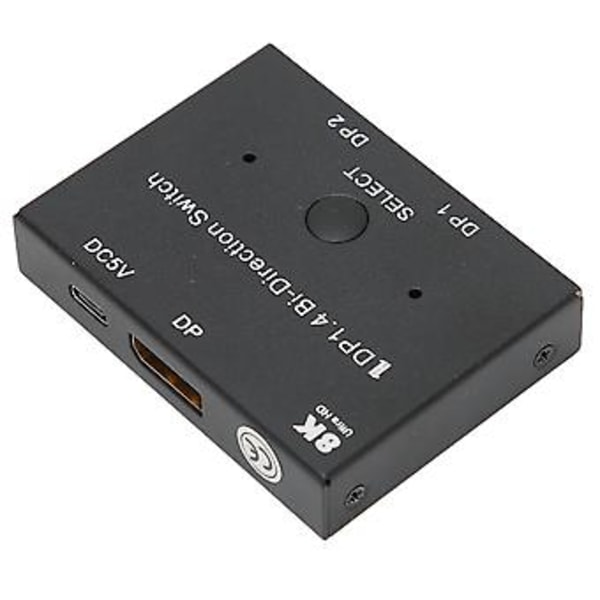 DisplayPort Switch 2x1/1x2 DisplayPort Dubbelriktad Switch Stödjer 8K 30Hz 5K 60Hz 4K 120Hz/60Hz för Monitor Laptop