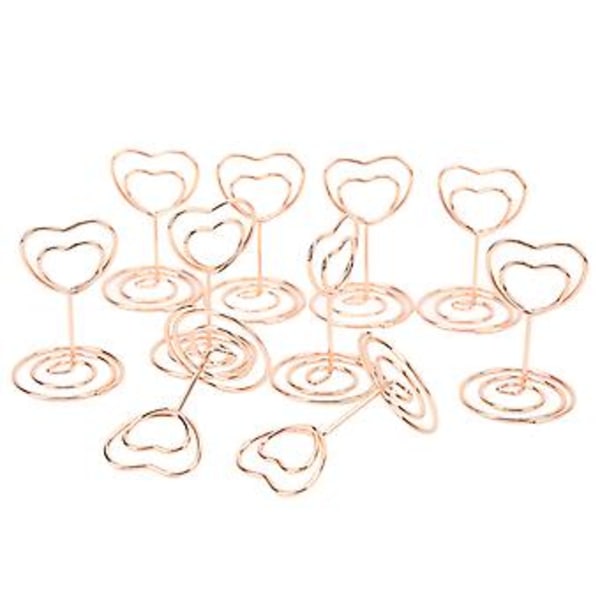 20 st Roséguld Hjärta Bordskorthållare - Robust Metall för Hem- och Kontorsbruk