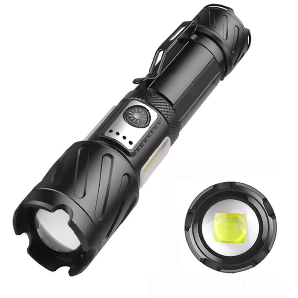 Powerful XHP99 LED Flashlight, 30000 Lumens XHP99 Rechargeable LED Flashlight with COB Light, 6 Modes, Waterproof Zoomable Torch for Fishing, Hiking