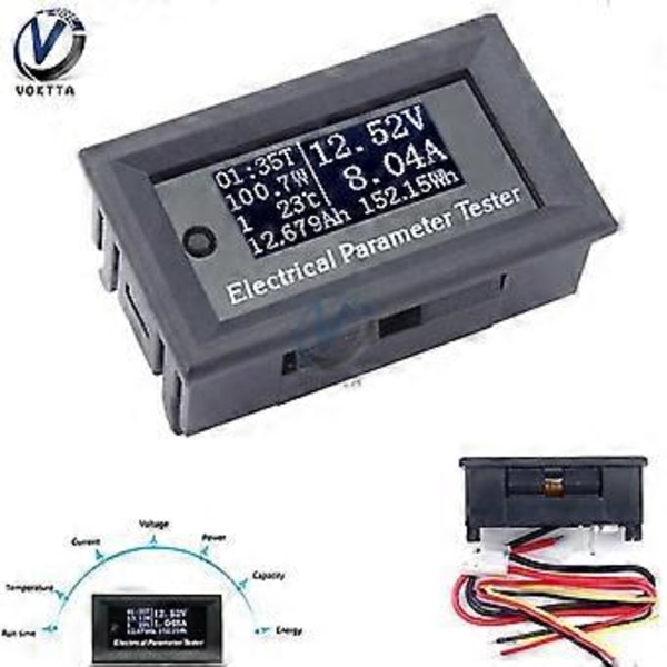 100V 10A 7-i-1 Tre Digital Multifunktionell Elektrisk Parametermätare Spänning Ampere Ström Effekt Energi Kapacitans Testare