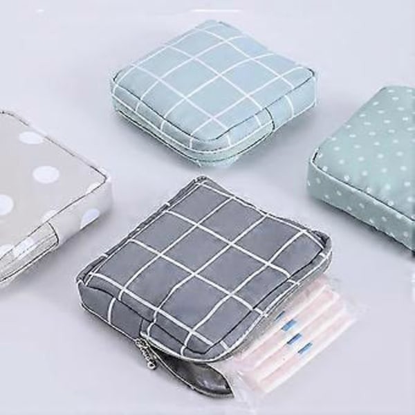 Sanitetsbind Oppbevaringspose, 4 Pakke Vanntette Sanitetsbindposer Med Glidelås (polkadotter + Rutenett)(4-d-1)