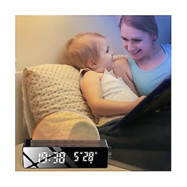 Sunrise, Vekke Lys Daggry Simulator, Nattbordslampe Multi Farge Nattlys Med Usb Lader, Svart