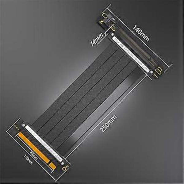 PCIE 4.0 16X Forlængerkabel, 64GBS Højhastigheds GPU Riser Kabel til GPU Udvidelseskort, Længde 25cm (90 Grader)