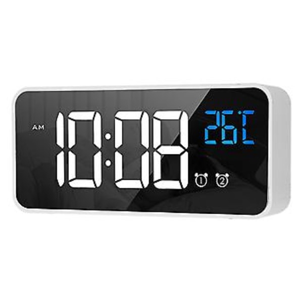 LED Musik Väckarklocka, Spegel LED Väckarklocka Digital Säng Väckarklocka Uppladdningsbar Väckarklocka Avancerad Teknik
