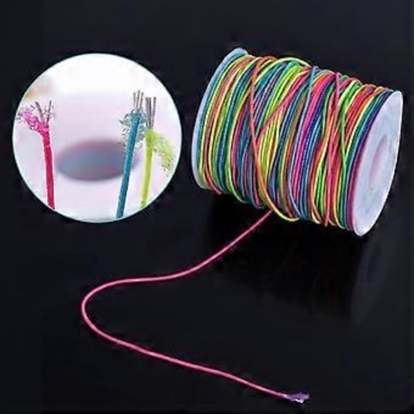 1,2 mm Fargerik Elastisk Snøre, Perlesnøre, Regnbuefarget Strekksnøre, Elastisk Tråd, Smykkefremstillingssnor, Strekksnøretau, Rund Elastisk Bånd