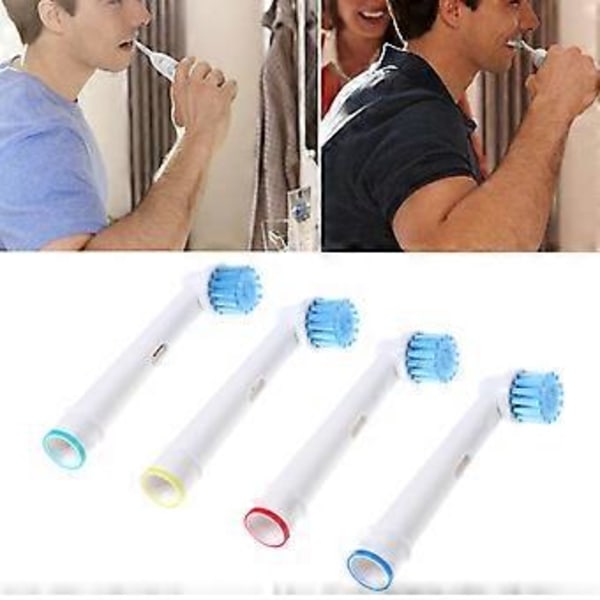4 stk. EB-17S Elektrisk Tandbørstehoved med Bløde Børster Udskiftning til Oral B Bru