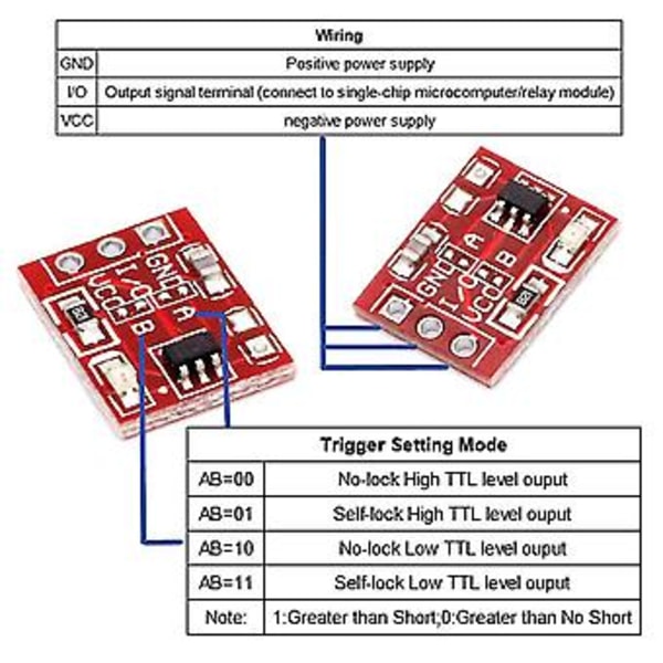 100st Ttp223 Touch Key Switch Modul Beröringsknapp Kondensator Typ Enkelkanal Självlåsande Till
