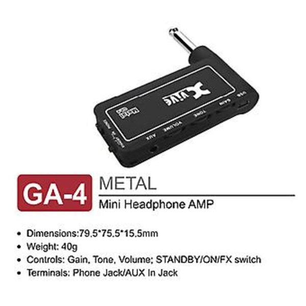 1 stk Gitarplugg Mini Bærbar Oppladbar Elektrisk Hodetelefonforsterker Akustisk/ Ro