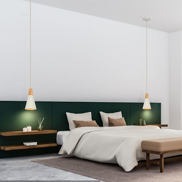 Modern enkel taklampa i metall och trä, justerbar DIY-pendellampa, 2 st, vit