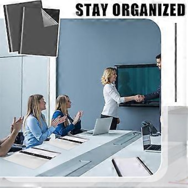10-pack Rapportomslag med 3-stiftsfästen, Presentationsmappar, Plastrapportmapp med svarta baksidor