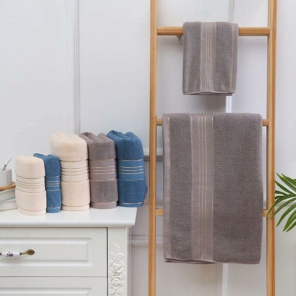 3 badlakan i 100 % bomull, stor storlek mjuk lyx och mycket absorberande, för bastu dusch simning badrum hotell resor (70x140CM