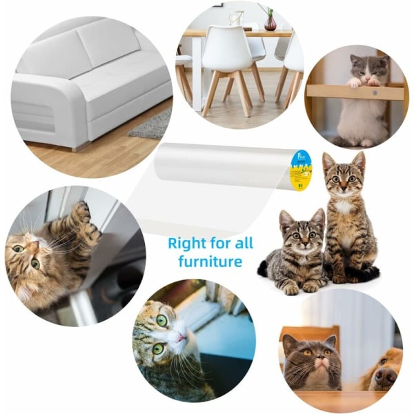 Cat Sofa Protection Anti Claw-klistremerke Gjennomsiktig selvklebende rull med usynlig beskyttelsesmøbelbordbeskytter (40x300 cm)