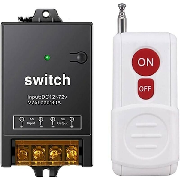 Wireless Remote Control Switch, DC 12V/24V/48V/72V/RF Remote Light Switches for Pump Security Systems etc, with a long range of 1600 feet (12V-72V,