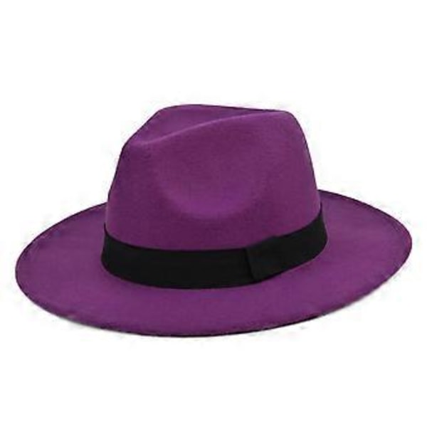 Ny yllehatt jazzhatt retro svart ylle jazzhatt platt brätte stor brätte hatt
