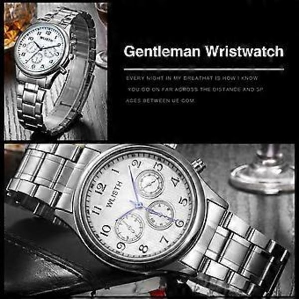 WLISTH P603 Elegant Quartzklokke: Noble Herre Business Casual med 30M Vanntett, Alternativer for Stål- eller Lærreim