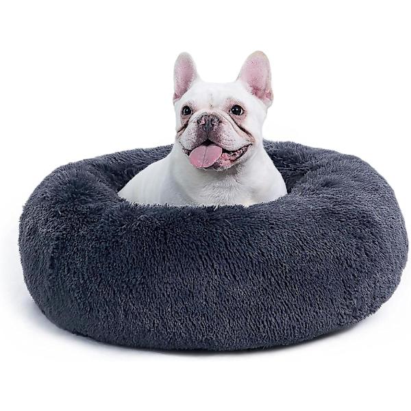 Katteseng vaskbar fluffy hund seng - kattesoveplass for katter og små hunder, plysj kattepute rund kose seng størrelse i 50x50 / 60x60 cm, g