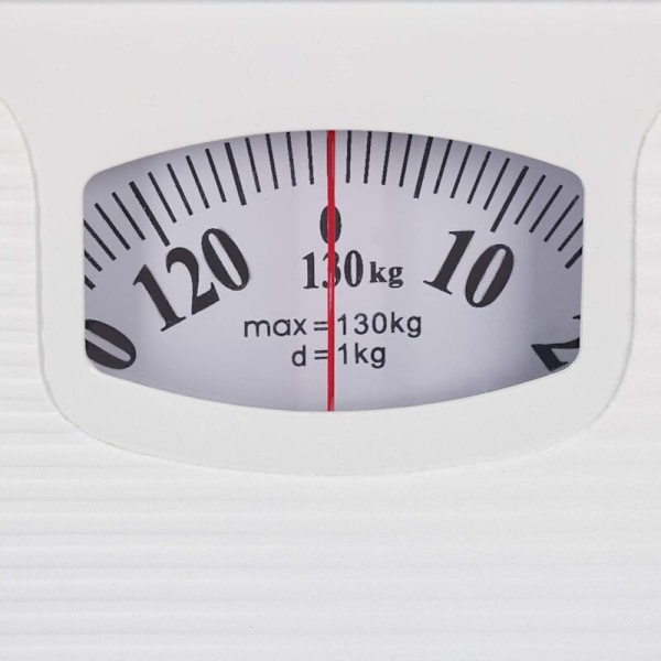 White personal scales, personal scales, analog personal scales, for people up to 130 kg, precise, LxW:26.5 x 24 cm