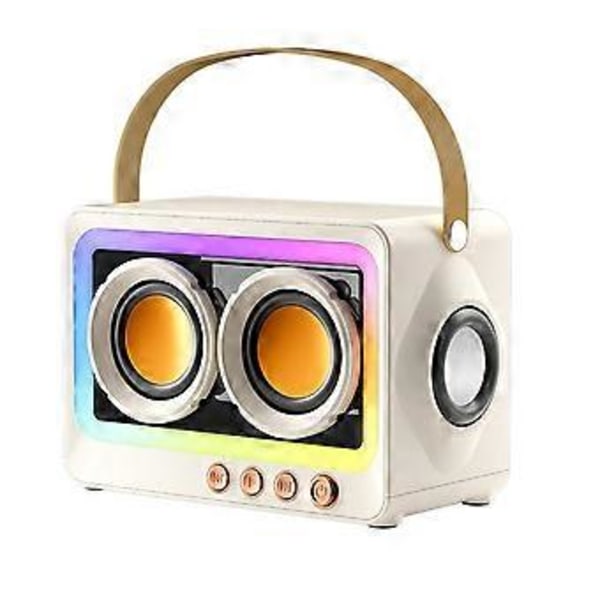 Bärbar Bluetooth Subwoofer Högtalare Trådlös HIFI Ljudlåda Mini Bluetooth Trådlös Mp3 Högtalare Krämvit