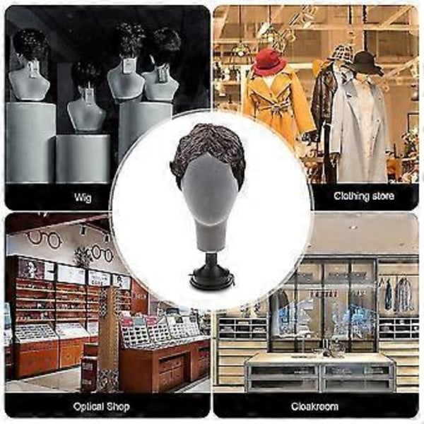 Flockad Skum Mannekänghuvud Modell Fotografi Rekvisita Vuxen Mannekänghuvud Form Peruker Glasögon Hatt Display