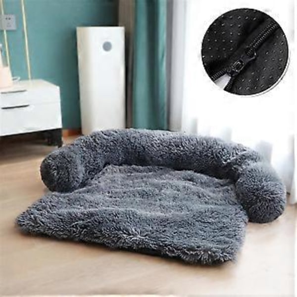 Hundeseng Myk Plysj Hundematte for Sofa Møbelbeskytter med Vaskbart Trekk, Teppe Pute Kennel D