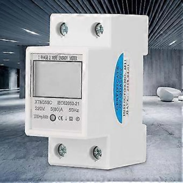 Digital elmätare 220V 5(80)A Enfas 2-tråds 2P Digital elektrisk elmätare