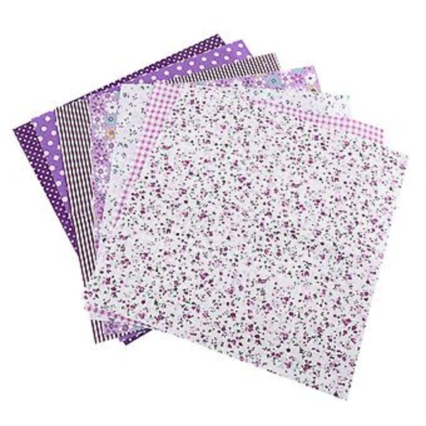 7 st 25*25cm Bomullstyg DIY Blandade Rutor Förklippt Sängkläder Kit Kvartals Bundle Lila Prick