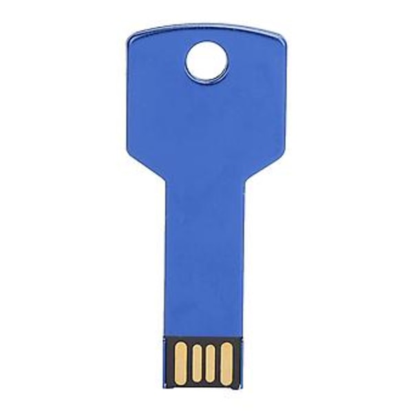 Blå USB-nøgleformet flashdrev USB-hukommelsesenhed Plug and Play U-disk til computerbilbrug 64GB