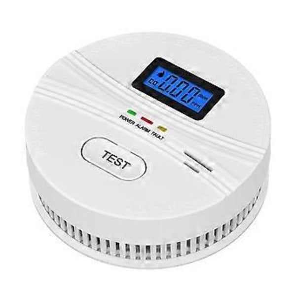 2 i 1 CO & Kolmonoxid Detektorer, Rökdetektor, 85DB i Alarm, för, LCD-Skärm, B