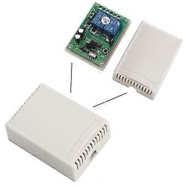 DC 12V 2-kanavainen RF 433MHz langaton kauko-ohjainkytkinreleen vastaanotinmoduuli autotallin ovelle/sähköportille/verholle