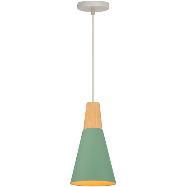 Moderni yksinkertainen kattoon riippuva kevytmetallinen puinen kattokruunu lampunvarjostin säädettävä DIY riippuvalaisin vihreä