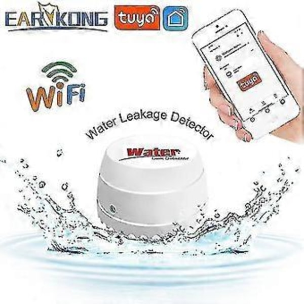 Wifi Vattenläckagedetektor Sensor Alarm Läckagedetektor Ljud Smart Life App Översvämningsvarning Överflödes Säkerhet