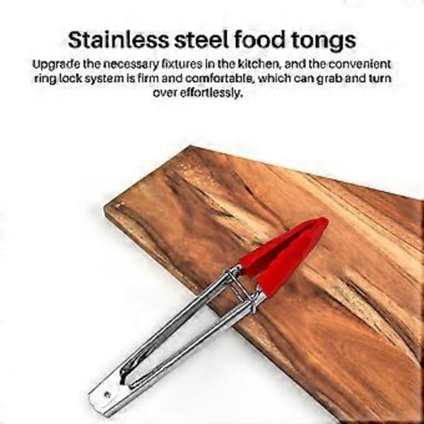 Små Tänger Med Silikonspetsar 18 cm Kökstänger Set Om 3 - Perfekt För Servering av Mat, Matlagning, Sallad, Grillning Röd