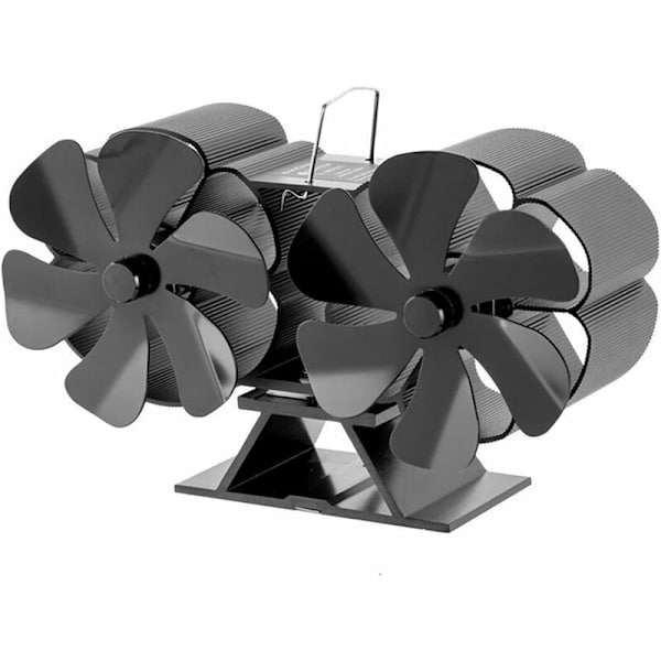 Pejs og komfur tilbehør, varme drevet brændstofbesparende 12 blad komfur ventilator - Sort-DENUOTOP