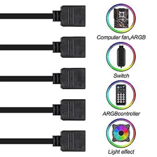 2 kpl Tuuletin Rgb Jakaja Adapterikaapeli Emolevyn Jatkojohto 5v 3 Pin Tuuletin Kaapelin Jakaja Tietokoneelle