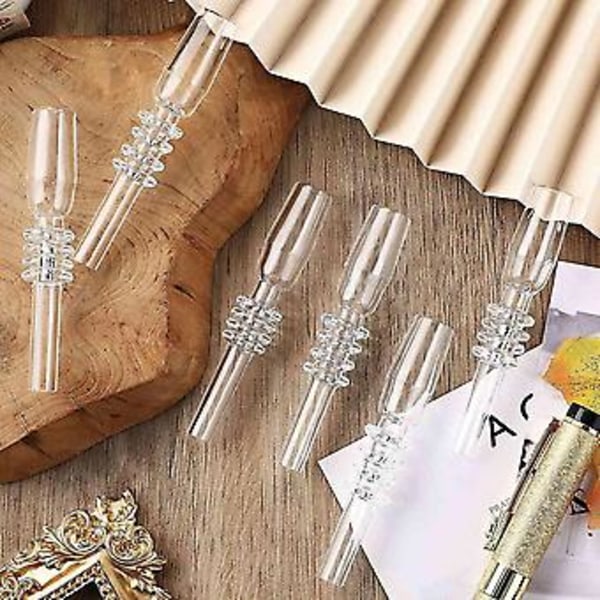 6 Stykker Klar Kvarts Rør Tip Kvarts Rør Sugerør Glas Sugerør Genanvendelige Sugerør Kvarts Tip (14 Mm)