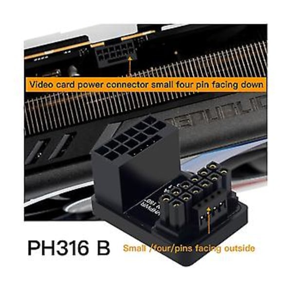Grafikkort GPU Adapter 180 Graders U-vending Konnektor 12+4p 16p Til 16p Til Stationær Cha
