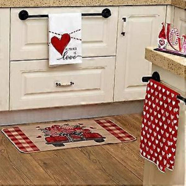 Valentinsdag Køkkenhåndklæder Sæt med 2, Kærlighed Valentinsdag Viskestykker 3D Printede Håndklæder(B)