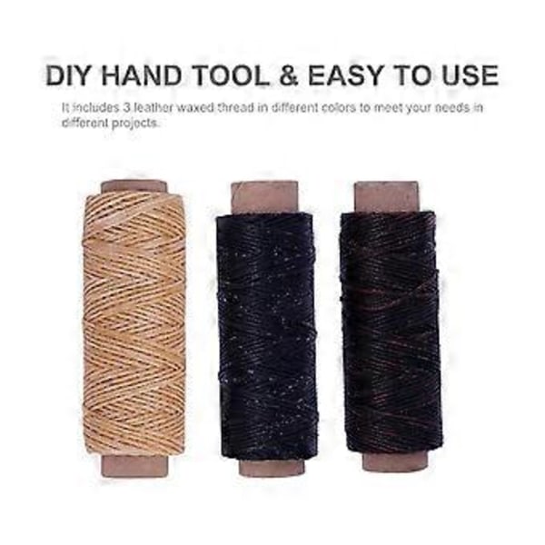 15 st Lädersömnadskit Handsömnadsnålar Vaxad Tråd Verktygskit för Läder Matta Canvas DIY Hantverk
