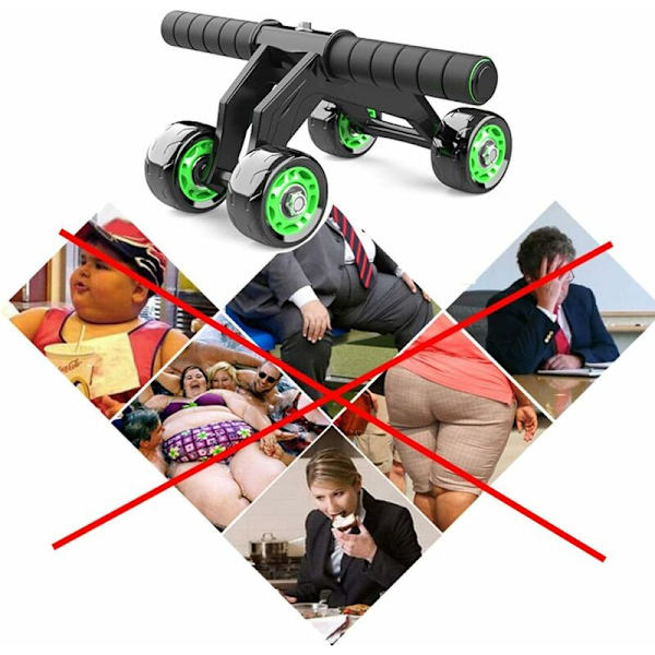 AB Roller Abdominal Wheel Abdominal Roller AB-Wheel 4-hjulet styrketræningsmaskine til mænd og kvinder-Fei Yu