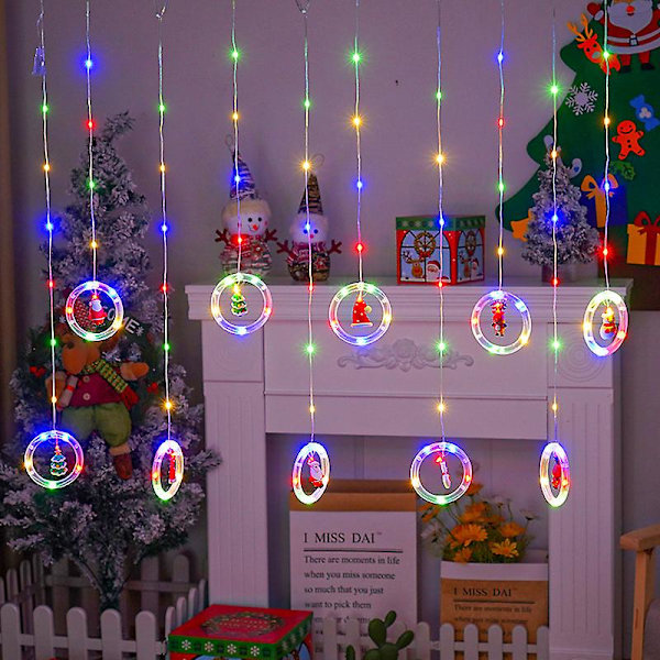 Fönsterlampor Jul Dekor Ringlampor Med Prydnadssak Leksak Led Gardiner Ljus Inomhus Utomhus Nyhet Julgran Hem Trädgårdsdekorationer Varm