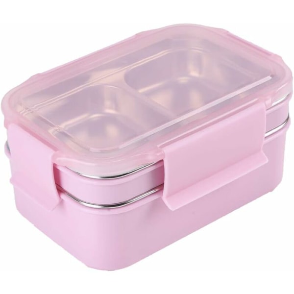 Lunchbox Bento Box-isolering och läckageförebyggande miljövänlig matlåda i rostfritt stål för barn och vuxna (rosa), Fei Yu