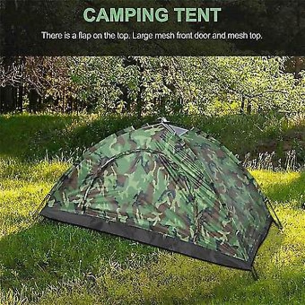 1-personers portabelt utomhustält för camping, vandring och resor, kamouflage, tält för tupplurar