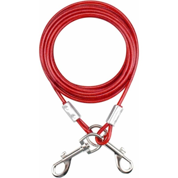 Hundeforankringskabel opptil 40 kg, hjemmeforankringskabler La kabel La metallkjede for små, mellomstore hunder (rød, 5m)