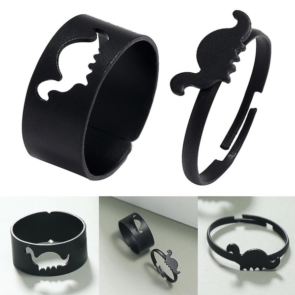 Hollow Dinosaur Couple Open Rings Set Animal Dinosaur Knuckle Stackable Rings